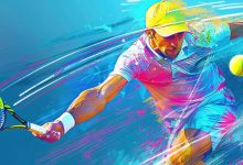 Jugador de tenis golpeando a la pelota