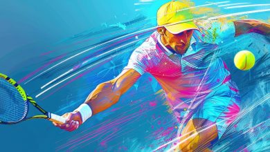 Jugador de tenis golpeando a la pelota