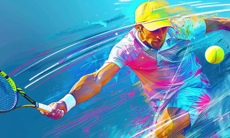 Jugador de tenis golpeando a la pelota